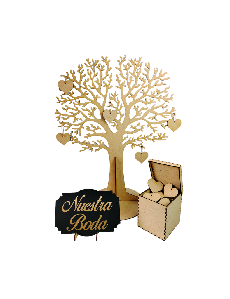 Árbol de Firmas Premium para Boda - 100 Corazones