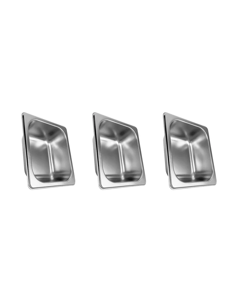 3 Insertos Contenedor De Acero Inoxidable 1/6 17.6 X16 X 6.5